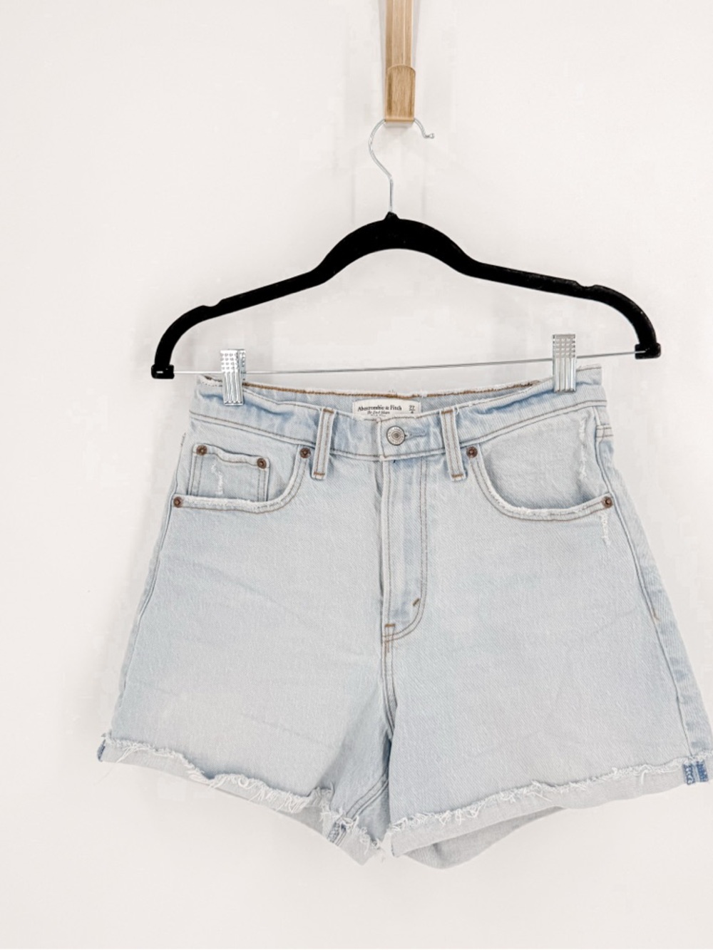 Abercrombie & Fitch Light Blue High-Rise Denim Shorts